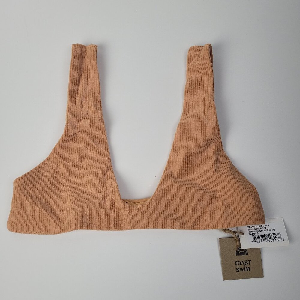 Free People Toast Ribbed Scoop Bikini Top - Peach